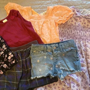 Girls size 4 bundle - dress, skirt ,shots, tops